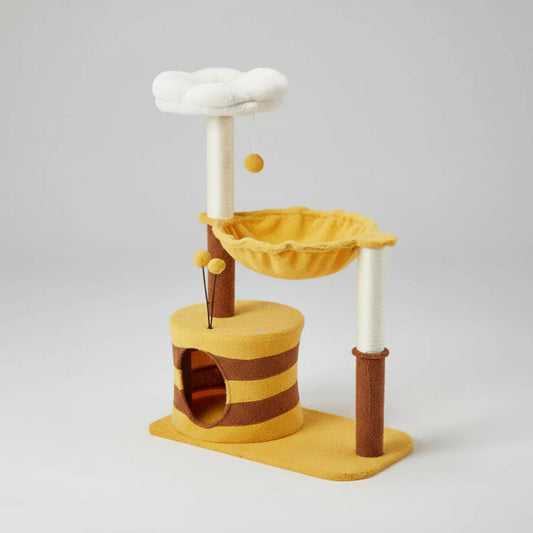 Bee Cat Tree | Indoor Cat Tower with Cozy Condo 0