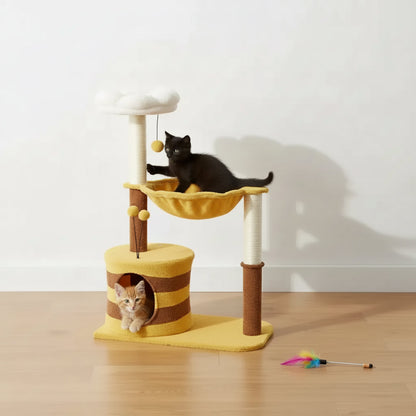 Bee Cat Tree | Indoor Cat Tower with Cozy Condo 2