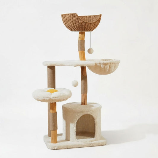 Cat Haven Tower | Solid Wood Cat Tree for Large Cats 0