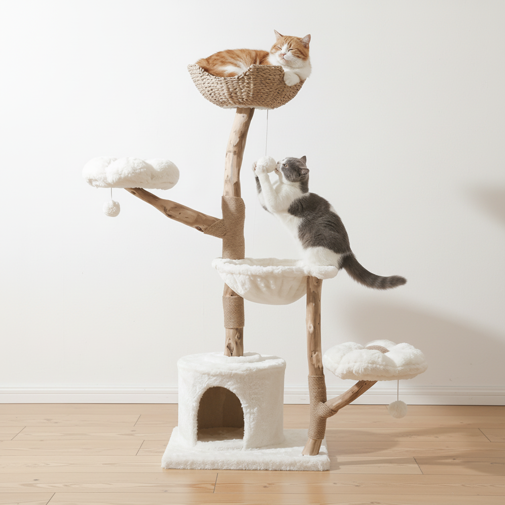 Cleo Cat Tower | Spacious Solid Wood Cat Tree 2