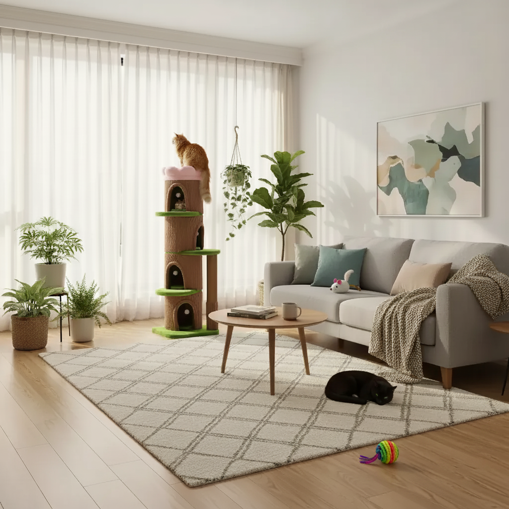 Feline Forest Cat Tower | Large Cat Tree with Flower Perch 1