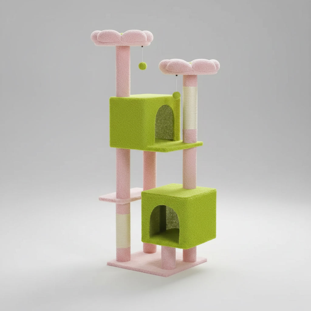 Floral Cat Tree | Indoor Cat Tower with Perches and Condos 0