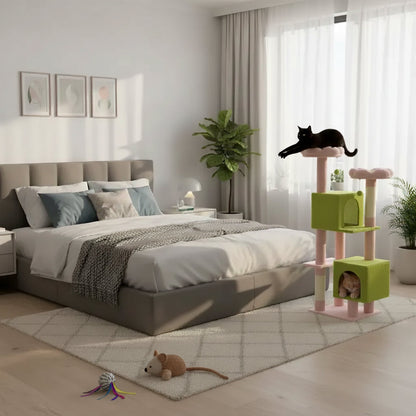 Floral Cat Tree | Indoor Cat Tower with Perches and Condos 5