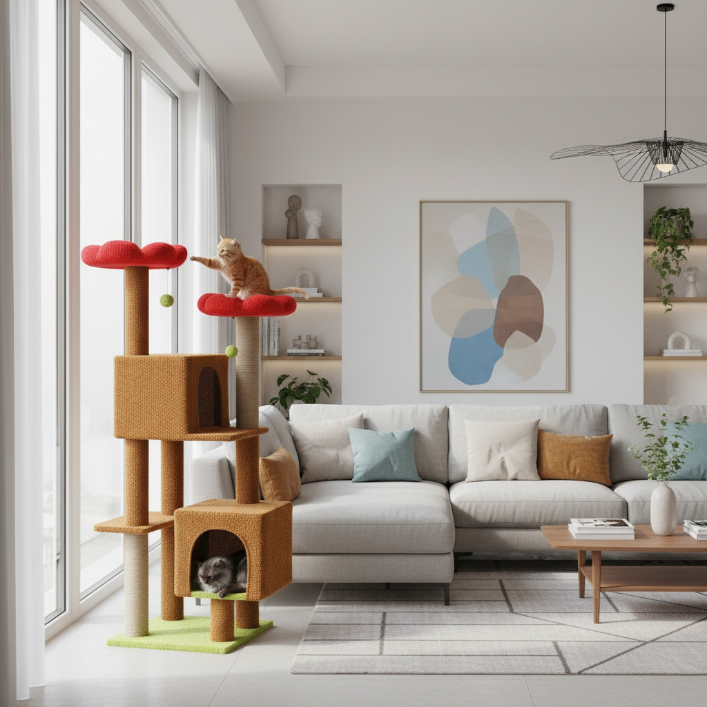 Floral Cat Tree | Indoor Cat Tower with Perches and Condos 6