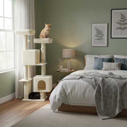 Floral Cat Tree | Indoor Cat Tower with Perches and Condos 8