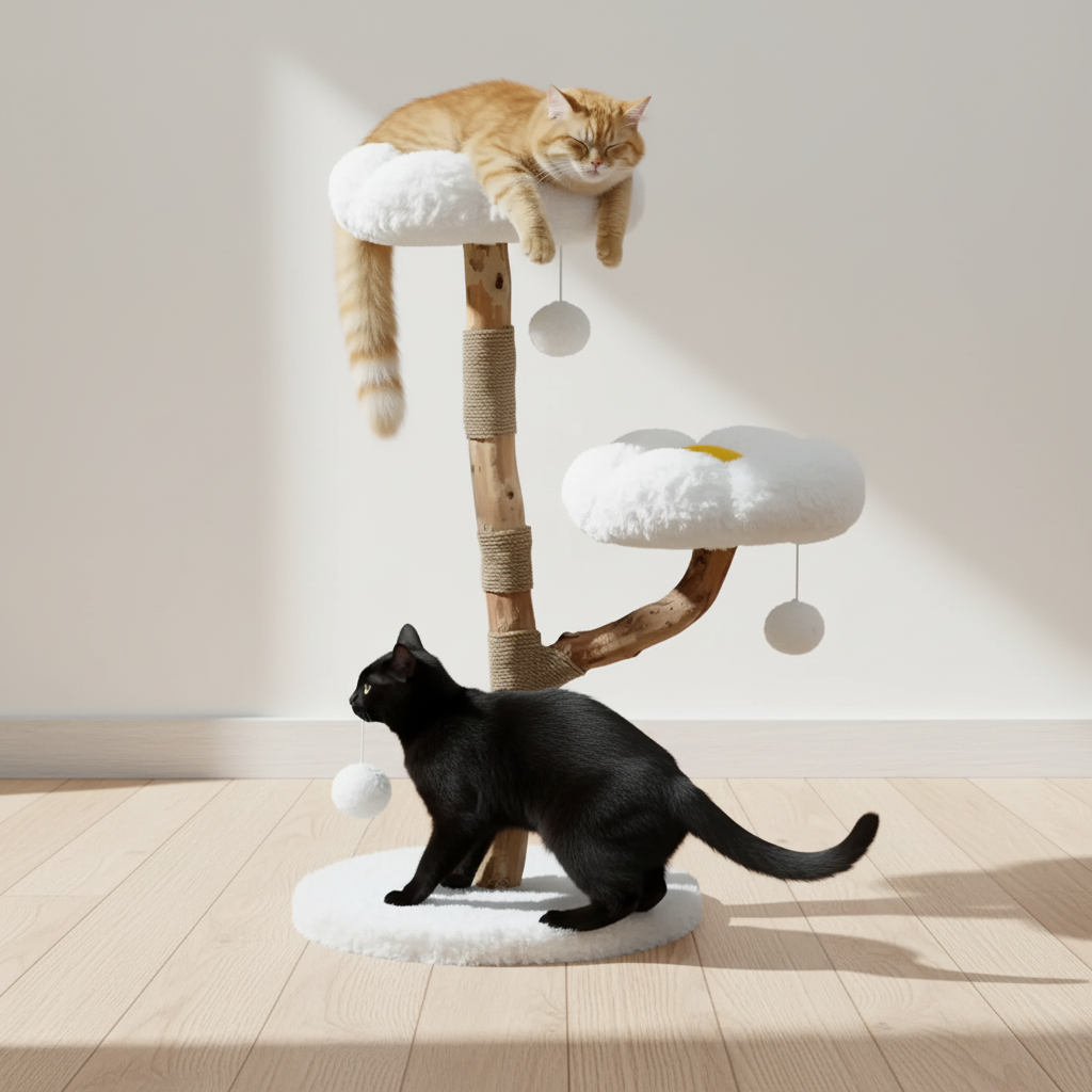 Milo Cat Tree | Solid Wood Cat Tower for Large Cats 1