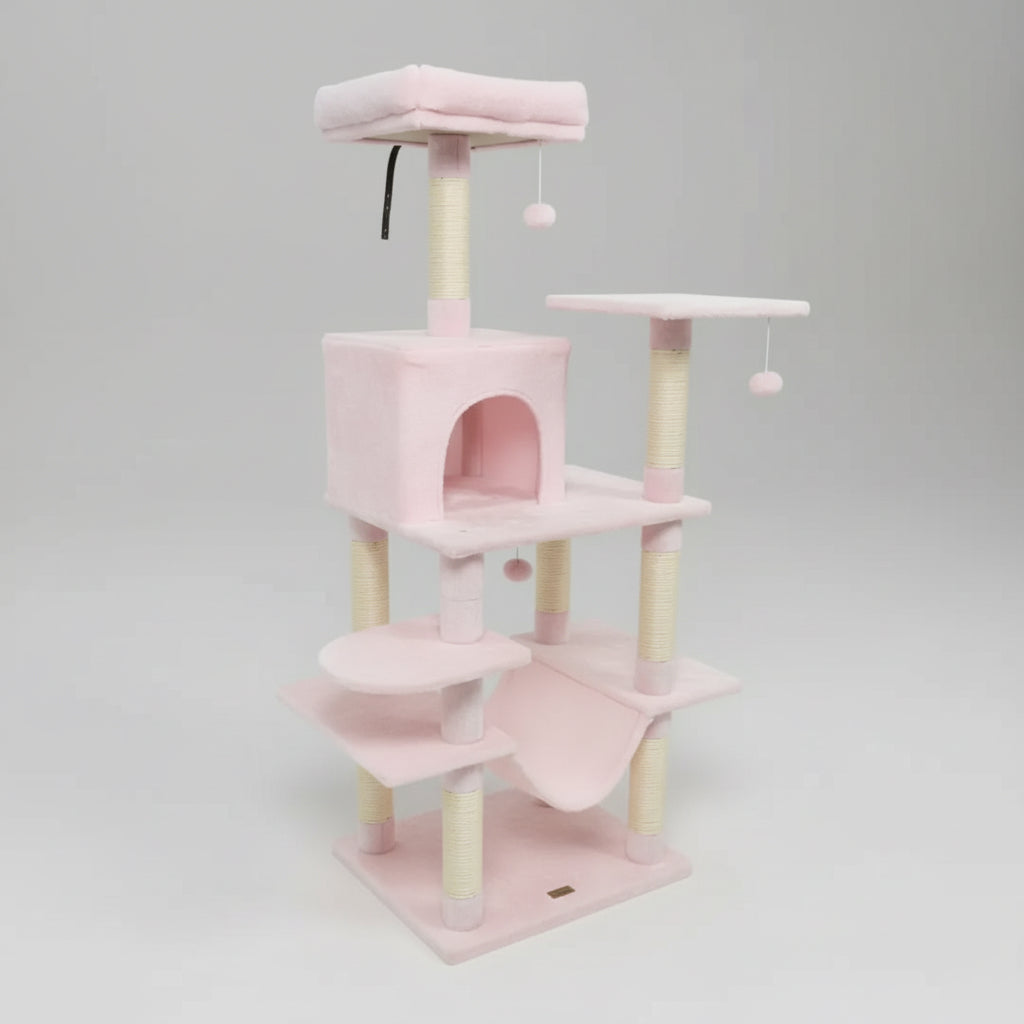 Pink Cat Tree | Modern Multi-Level Indoor Condo 0