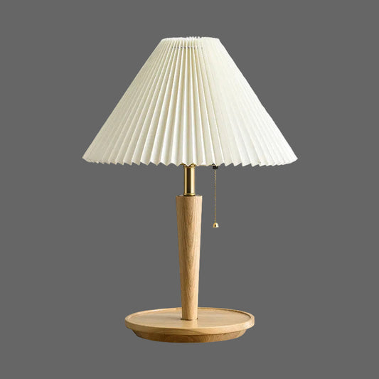 Vintage Pleated Wood Table Lamp | Bedside Lamps for Living Room