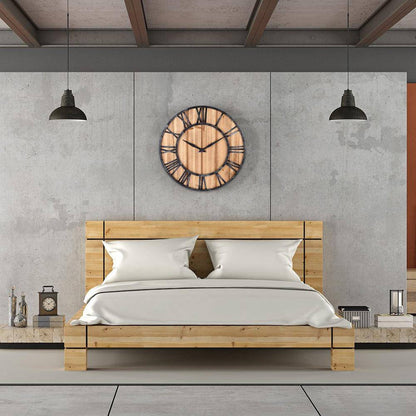 Wood and Metal Round Wall Clock | Modern Wall Clock Decor