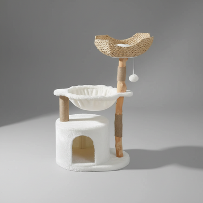 Wooly Cat Tower | Natural Wood Cat Tree for Large Cats 0