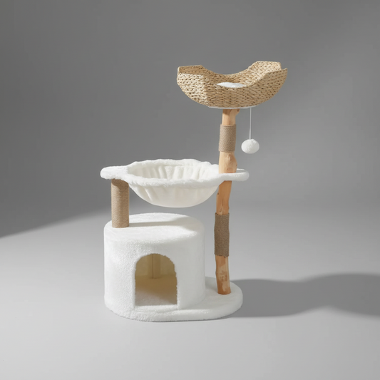Wooly Cat Tower | Natural Wood Cat Tree for Large Cats 0