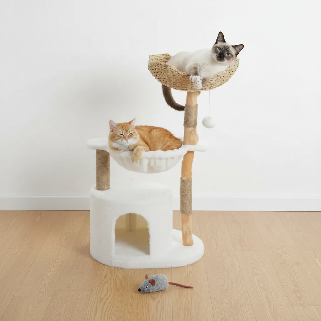 Wooly Cat Tower | Natural Wood Cat Tree for Large Cats 1