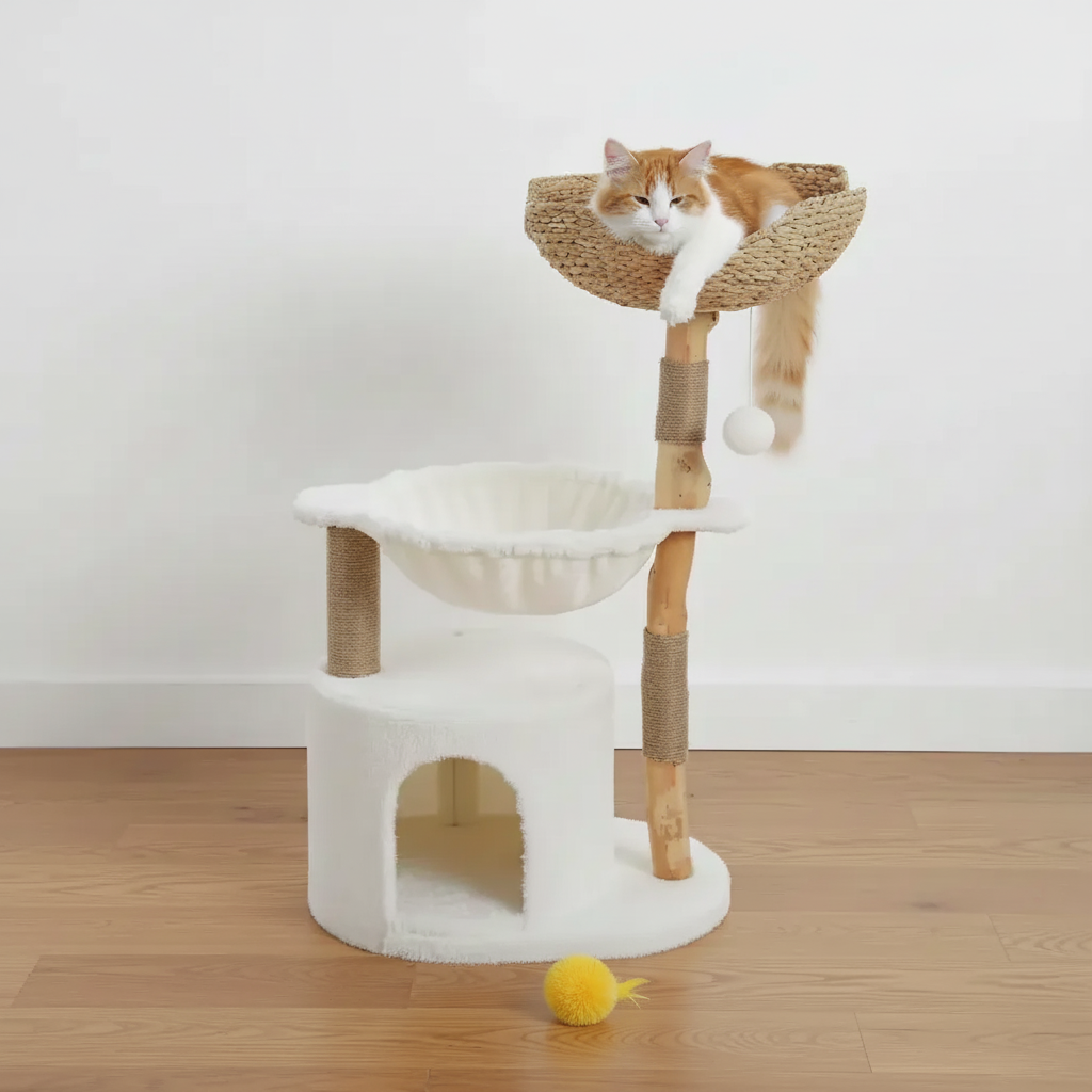 Wooly Cat Tower | Natural Wood Cat Tree for Large Cats 2
